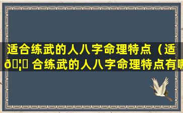 适合练武的人八字命理特点（适 🦋 合练武的人八字命理特点有哪些）